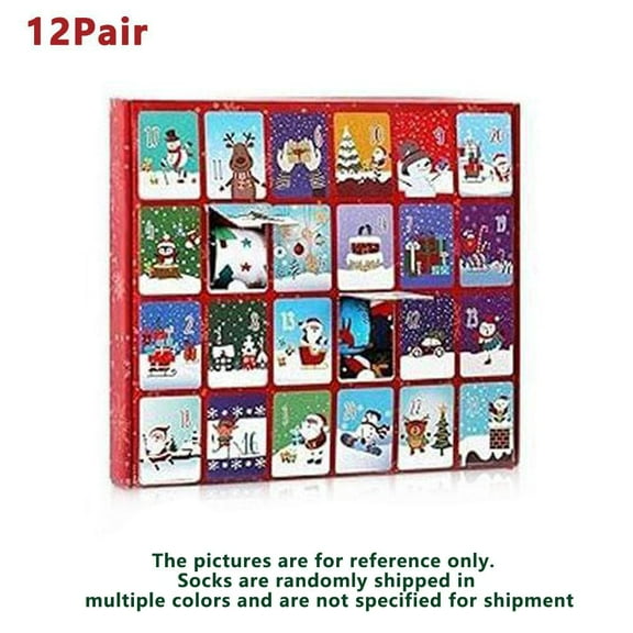 2025 Christmas Socks Advent Calendar Kids -24 Days of Advent Box Socks Christmas Countdown, Santa Elk Snowman Tree Pattern for Gifts Advent Calendar