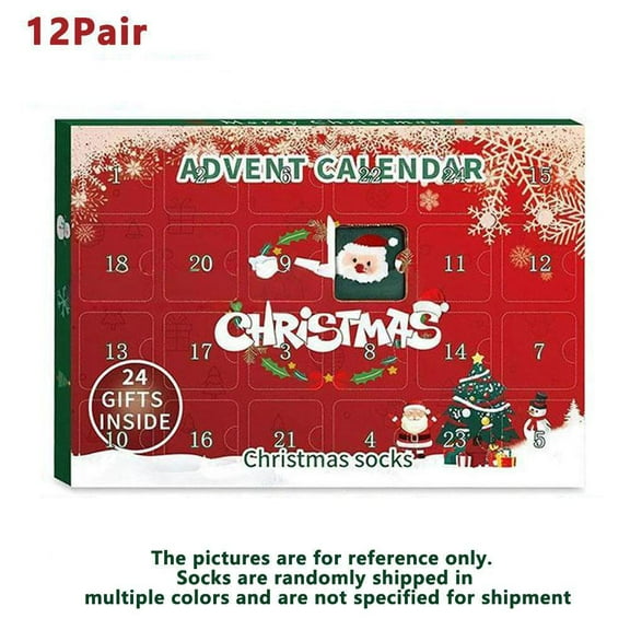 2025 Christmas Socks Advent Calendar Kids -24 Days of Advent Box Socks Christmas Countdown, Santa Elk Snowman Tree Pattern for Gifts Advent Calendar