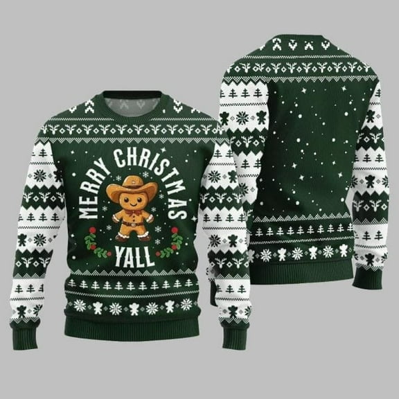 2025 Christmas Sweet & Silly Gingerbread Cookie Ugly Christmas Sweater 003
