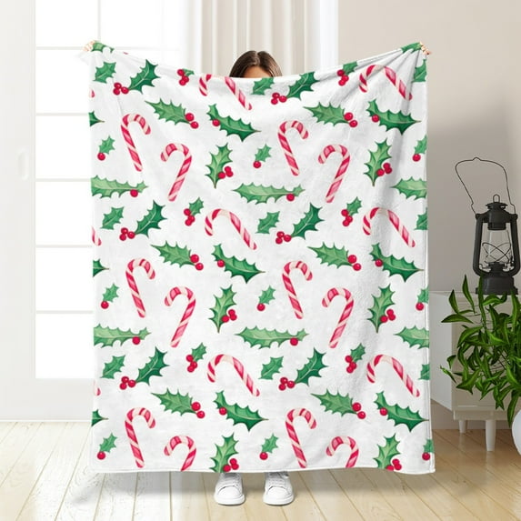 2025 Christmas Throw Blanket Holiday Blankets Soft Cozy Warm Winter Flannel Throws for Couch Sofa Bed 50*60in