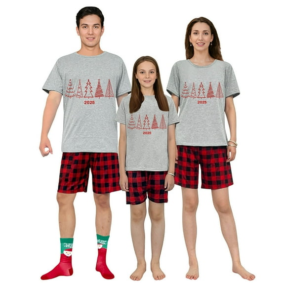 2025 Christmas Tree Christmas Family Matching Pajama Short Set(7-8Y,Kid)