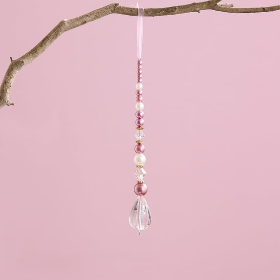 Taicans 2025 Christmas Tree Ornaments,Pink Crystal & Pearl Beaded Decorations,Hanging Holiday Decor for Xmas Tree,Vintage Style Christmas Tree Accessories,Gift for Christmas Decor,1Pcs