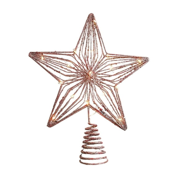 2025 Christmas Tree Topper Star with Warm White LED Lights - 12.5 Inch Glitter Sparkle Tree Topper for Holiday Home Decor, Fits Most Standard Size Xmas Trees