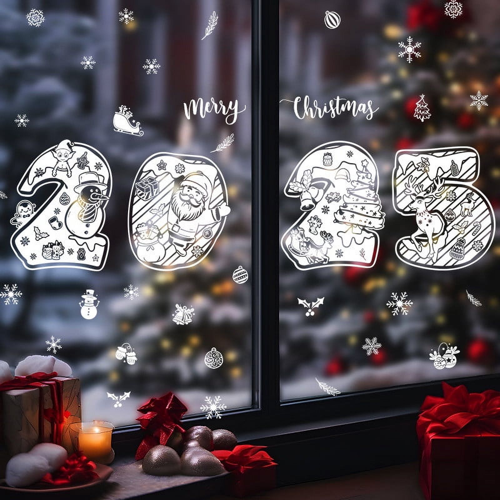 2025 Christmas Window Decoration Stickers, SelfAdhesive Removable Wall