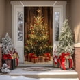 thumbnail image 1 of 2025 Christmas and Halloween Front Door Decoration, 35x79 in Fabric Elastic Cover, Cover Stretch for Home Outdoor Indoor Entryway Ornament, 1 of 6