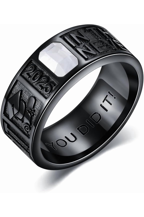2025 Class Rings for Men High School 925 Sterling Sliver College Rings Senior Graduation Gifts for Son/Grandson, Size 8