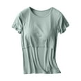 thumbnail image 1 of 2026 under $5 asdoklhq Maternity Clothes for Women,Maternity Round-Neck Solid Color Short Sleeve Breast Feeding Pregnant Nursing Women Blouse Tops T-Shirt, 1 of 3
