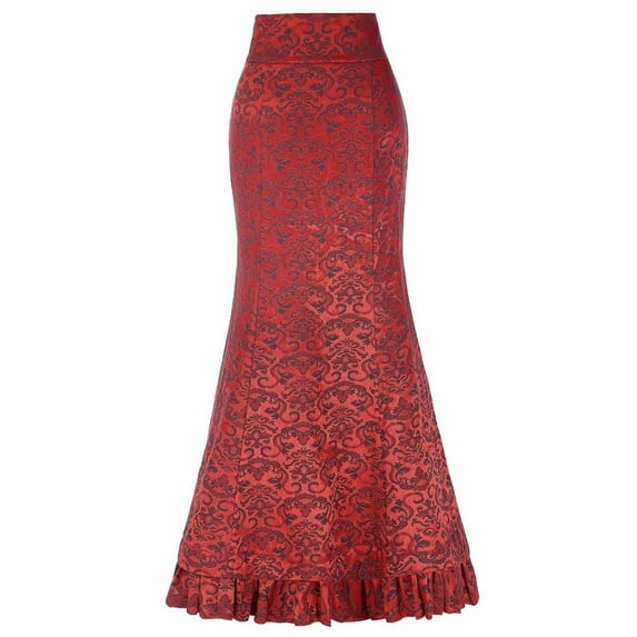 Clothes under $5 asdoklhq Womens Plus Size Tops Clearance Women Punk Style Retro Mermaid Skirt Vintage Long Bodycon Ruffle Fishtail Skirt