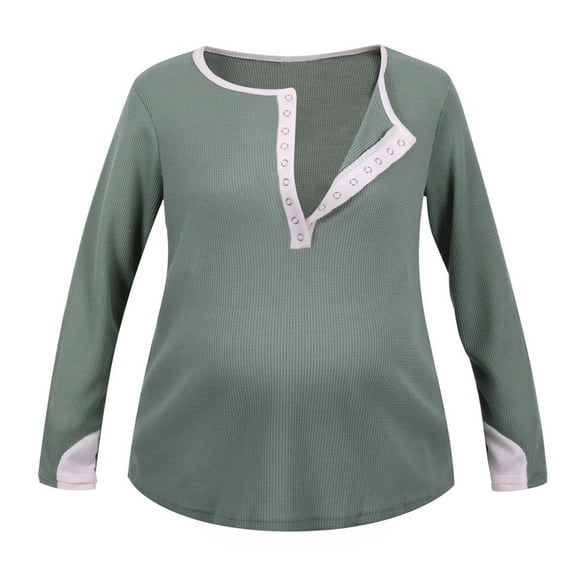 2026 ! 50% Off Clear! asdoklhq Maternity Clothes for Women,Maternity Clothes Long Sleeve Top Round Neck Leisure Breastfeeding Nursing Pregnant Tops