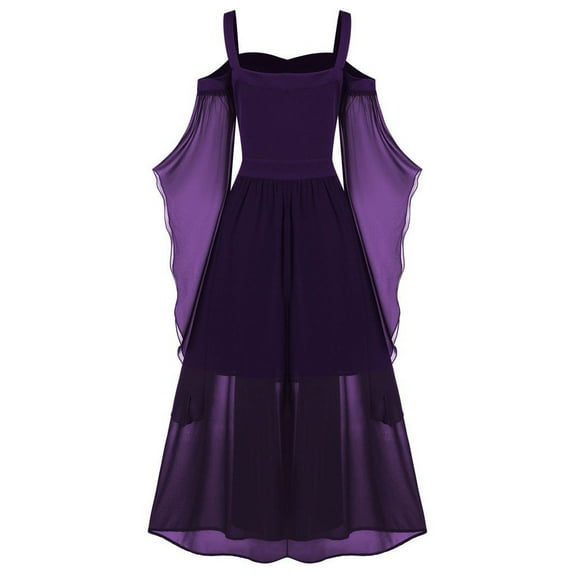 2026 ! 50% Off Clear! asdoklhq Womens Plus Size Dresses Under $15Womne Plus Size Cold Shoulder Butterfly Sleeve Lace Up Halloween Dress
