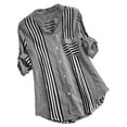 thumbnail image 1 of 2025 Clearance! 50% Off Clear! asdoklhq Blouse for Women,Women Plus Size Three Quarter Striped Print V-Neck Loose Fit Top T-Shirt Blouse, 1 of 5