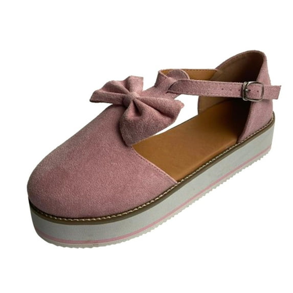 2025 Clearance! 50% Off Clear! asdoklhq Casual Shoes for Women,Women's Breathable Flat Round Toe Bow Buckle Strap Pumps Casual Single Shoes