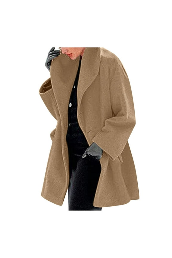 2025 Clearance! 50% Off Clear! asdoklhq Coat for Women Clearance $2,Womens Winter Wool Coat Trench Jacket Ladies Warm Slim Long Overcoat Outwear
