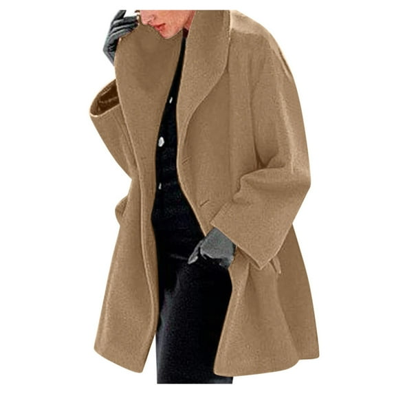 2025 Clearance! 50% Off Clear! asdoklhq Coat for Women Clearance $2,Womens Winter Wool Coat Trench Jacket Ladies Warm Slim Long Overcoat Outwear