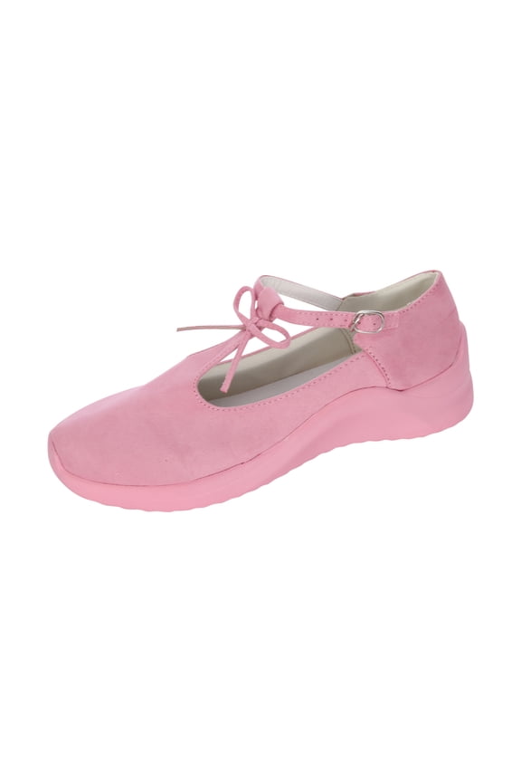 2025 Clearance! 50% Off Clear! asdoklhq Flat Shoes for Women Women's Ladies Shoes Casual Daily Buckle Closed Toe Platform Sneakers Pink 38