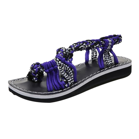 2025 Clearance! 50% Off Clear! asdoklhq Slippers for Women Indoor and Outdoor, Women Open Toe Slide Sandals Slippers Knot Roman Beach Flats Shoes