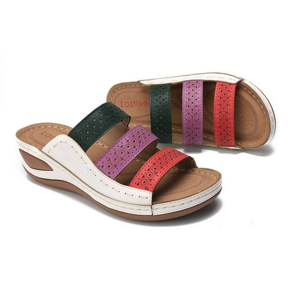 2025 Clearance! 50% Off Clear! asdoklhq Women's Slippers, Women's Casual Shoes Roman Style Hollow Sandals Ladies Sandals