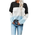 thumbnail image 1 of 2025 Clearance! 50% Off Clear! asdoklhq Womens Plus Size Tops Clearance,Women's Solid Color Splicing Line O-Neck Long Sleeve Sweater Tops Blouse, 1 of 5