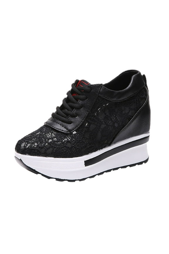 2025 Clearance! Clearance under $5 JINMGG Sneakers for Women Plus Clearance Women's Spring Summer Breathable Mesh Running Shoes Wedges Casual Shoes Black 39