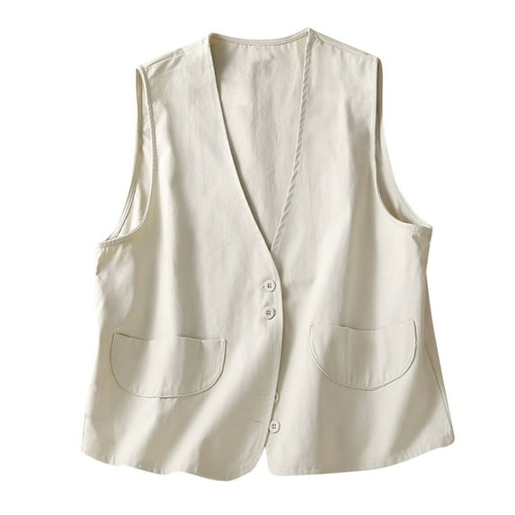 2025 Clearance! Clearance under $5 JINMGG Womens Coats Clearance, Winter Coats for Women Women's Denim Cotton Linen Vest Waistcoat Trend Casual Denim Sleeveless Vest Cardigan