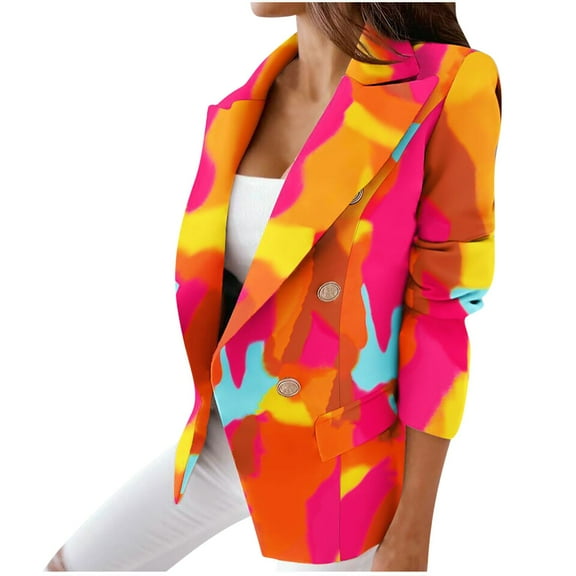 2025 Clearance! Clearance under $5 asdoklhq Womens Clearance Coats Plus Size Women Business Attire Plaid Printed Long Sleeve Button Slimming Cardigan Coat Top