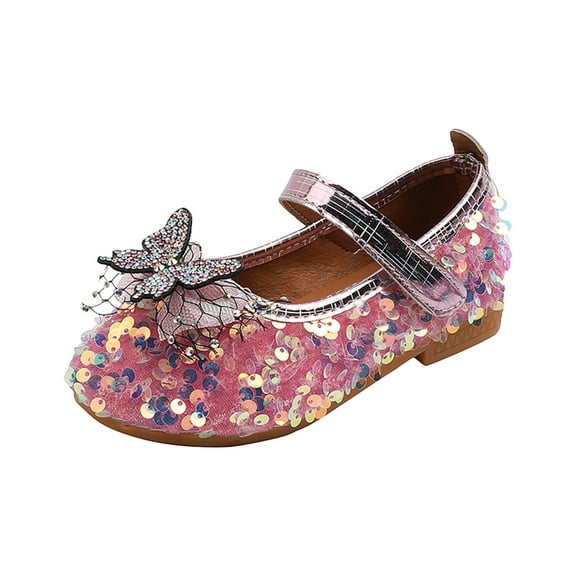 2025 Clearance! Clearance under $5 asdoklhq Girl's Shoes,Toddler Shoes Baby Girls Cute Pearl Butterfly Sequins Non-slip Small Leather Princess Shoes