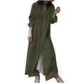 thumbnail image 1 of 2026 ! under $5 asdoklhq Woman Clothes, Women Casual Cotton Solid Summer Button Long Sleeve Long Dress, 1 of 9
