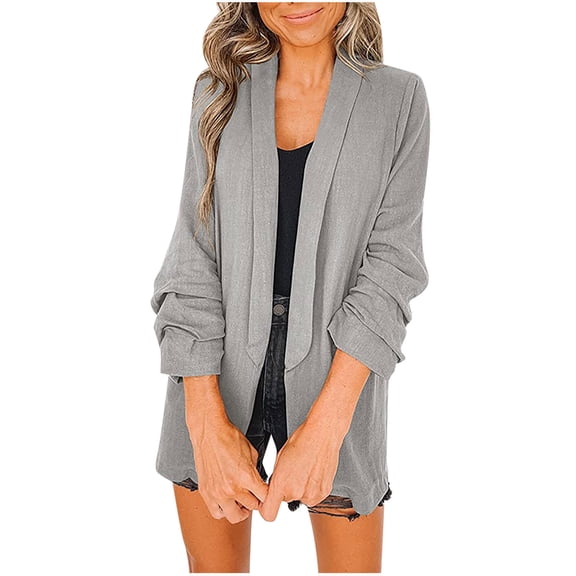 2026 ! under $5 asdoklhq Womens Plus Size Coats Fashion Women Solid Ladies Suit Turn-down Collar Cardigan Casual Coat