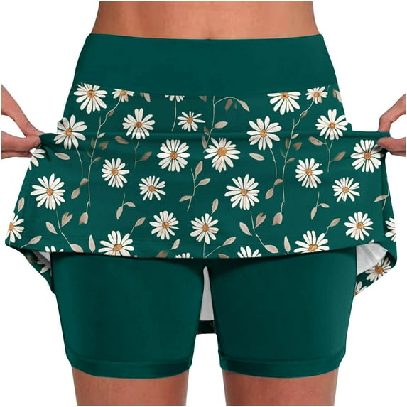 2025 Clearance Clothes LEBONYARD Plus Size Shorts Clearance,Women Solid Color Bottom Pants Floral Skirt Hem Medium Waist Skirt Pants Sports Shorts Bottom Skirt Pants Shorts Green XXXXL