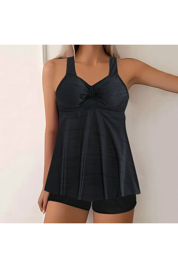 2025 Clearance Clothes LEBONYARD Plus Size Swimsuit,Women Large Print Split Swimsuit Skirt Bikini Split Swimsuit Suit Black M