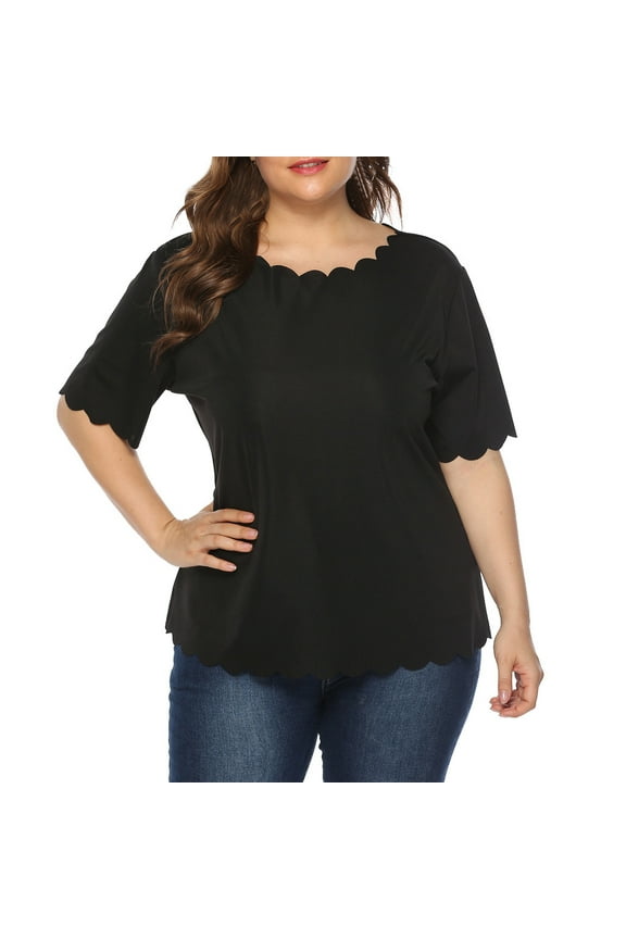 2026 ! Clothes under $5 asdoklhq Womens Plus Size Tops,Women Casual Summer Plus Size Short Sleeve T Shirt Top Blouse