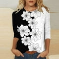 thumbnail image 1 of 2025 Clearance Items under $5.00 GaThRRgYP Workout Tops for Women,Summer Tops for Women,Women's Fashion Printed Loose T-shirt 3/4 Sleeves Blouse Round Neck Casual Tops Black XXL, 1 of 4
