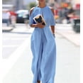 thumbnail image 1 of 2025 Clearance Items under $5.00 LEBONYARD Womens Jumpsuits Long Sleeve,Women Strapless Solid Color Pocket Short Sleeve Straight Loose Pants Jumpsuit Blue S, 1 of 6