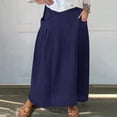 thumbnail image 1 of 2025 Clearance Items under $5.00 Viikei Elegant Satin Skirt for Special Occasions,Women's Printed Elastic Waistband Pleated Pocket Skirt With Mid Calf Skirt Navy L, 1 of 5