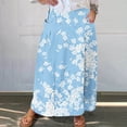 thumbnail image 1 of Viikei Women's Skirt with Side Slit for Comfort,Viikei Women's Printed Elastic Waistband Pleated Pocket Skirt With Mid Calf Skirt Sky Blue M, 1 of 5