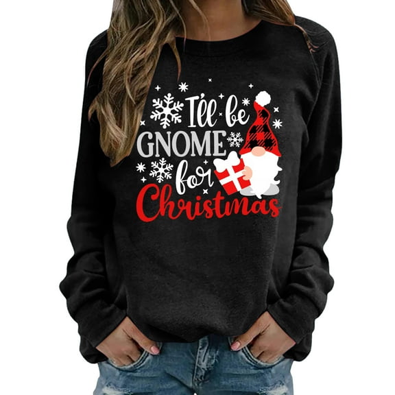 2026 Items under $5 asdoklhq Christmas Clothing Under $5.00,Christmas Women's Casual Long Sleeve O-Neck Printed Ladies Sweatshirt Tops