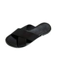 thumbnail image 1 of 2026 Items under $5 asdoklhq Womens Slippers Womens Studded Flat Sandals Open Toe Slip On Mule Slides Crossed Strap Slipper Black 36, 1 of 9