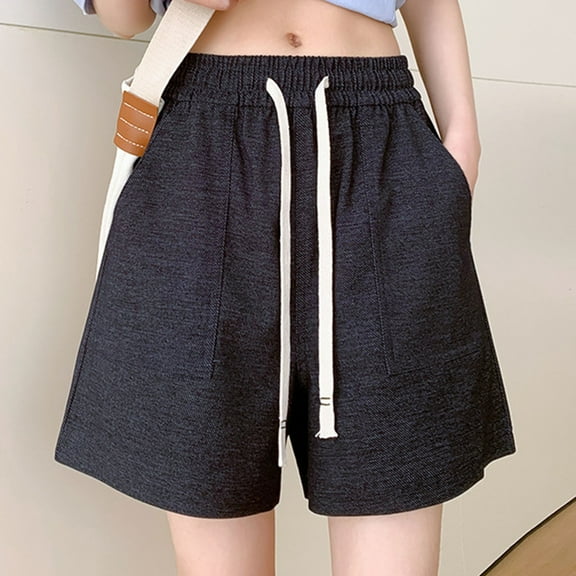 2025 Clearance Items under $5.00 LEBONYARD Womens Shorts Clearance,Fashion Women Sweat Shorts Summer Casual Loose Solid High Waist Short Pants Navy S