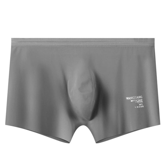 2025 Clearance Items under $5 asdoklhq Underwear for Men,Men's Solid Color Ice Silk Seamless One Piece Boxer Briefs