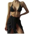 thumbnail image 1 of 2025 Clearance Items under $5 asdoklhq Womens One Piece Swimsuits Clearance,Cross Sling High Waist Shorts Costume 3-piece Swimsuit Split, 1 of 6
