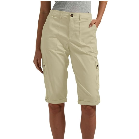 2025 Clearance Quick Dry Cargo Capris for Women Lightweight Hiking Pants Summer Casual Drawstring Travel Pant Plus Size Dressy Work Pants Joggers Outdoor Petite Ladies Khaki Capris with Pockets