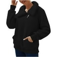 thumbnail image 1 of Sale YUGYXL Winter Clothes for Women Trendy Lapel Fuzzy Fleece Sweatshirt Faux Shearling Zipper Warm Sherpa Pullover Outwear With Pockets Black,L, 1 of 6