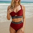 thumbnail image 1 of Abomasnow High Waisted Bikini Sets for Women Two Piece Halter Neck Cut Out Swimsuits Tops and Tummy Control Swimwear Colorblock Bathing Suits, 1 of 4