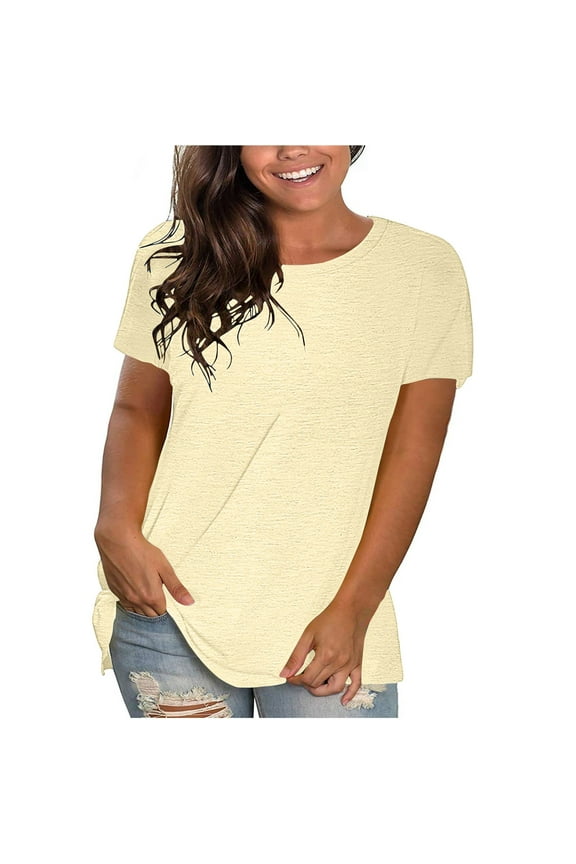 2025 Under 10 Dollars, Basic Tees for Women, Women Tops, Shirts for Women Trendy, Womens Basic Tops, 2025 Solid Color Short Sleeve T-Shirts