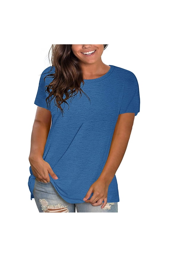 2025 Under 10 Dollars, Basic Tees for Women, Women Tops, Shirts for Women Trendy, Womens Basic Tops, 2025 Solid Color Short Sleeve T-Shirts