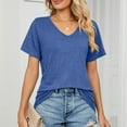 thumbnail image 1 of Clearance Under 10 Dollars, Women's Cross Wrap Tops Summer Deep V Neck T Shirts Casual Sexy Knit Short Sleeve Blouses Slim Fit Ruched Shirts, 1 of 6