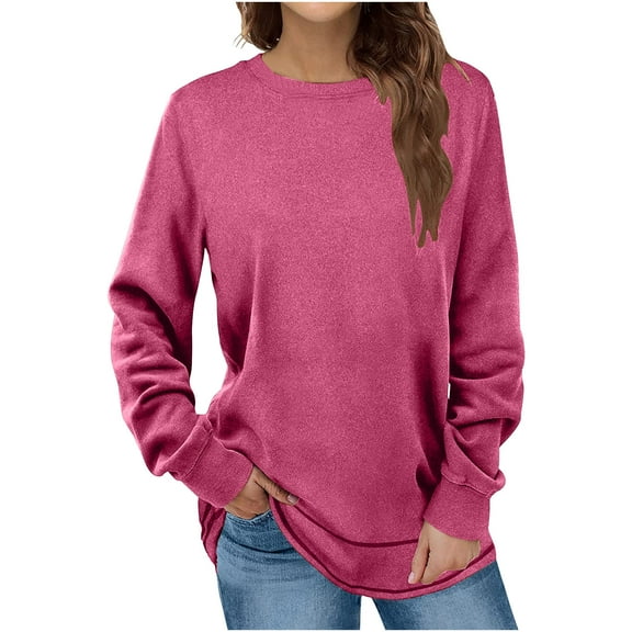 2025 ,Women's Fall Tops Casual Long Sleeve Crewneck Sweatshirts Cute Loose Fit Lightweight Pollover with Pockets