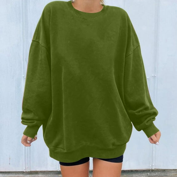 2025 ,Women's Oversized Sweatshirts Crewneck Fleece Long Sleeve Pullover Top Fall Fashion Teen Girls Preppy Clothes