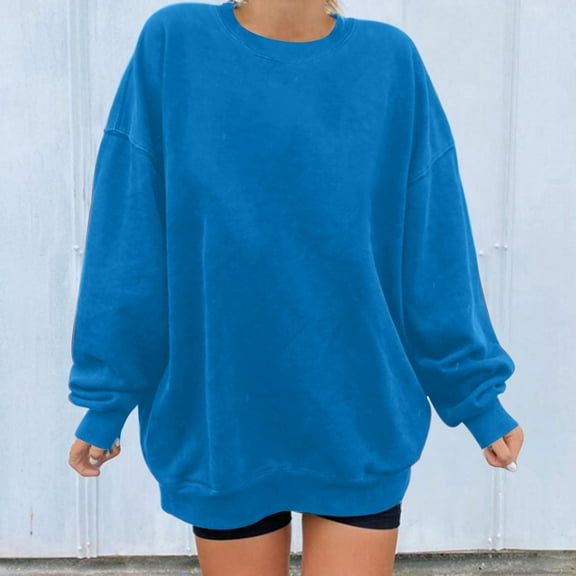 2025 ,Women's Oversized Sweatshirts Crewneck Fleece Long Sleeve Pullover Top Fall Fashion Teen Girls Preppy Clothes