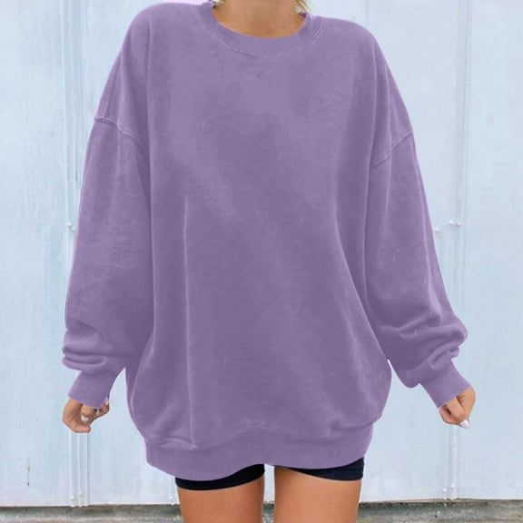 2025 ,Women's Oversized Sweatshirts Crewneck Fleece Long Sleeve Pullover Top Fall Fashion Teen Girls Preppy Clothes
